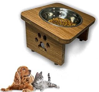 Comedouro Pet Elevado Inclinado Tigela Inox Cachorro Gato MDF 15mm Laminado Reforçado (Marrom)