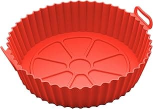 LYOR - Forma Redonda de Silicone para Air Fryer Vermelha 19cm x 6,5cm