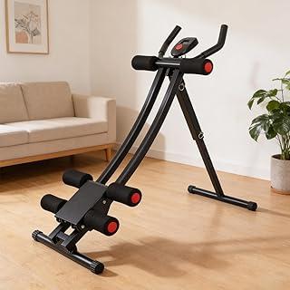 Máquina Abdominal Caseira com Trilho Curvo – Aparelho de Fitness para Abdômen e Exercício de Flexão, com Mostrador Digital e 3 Níveis de Inclinação – Silencioso, Dobrável e Confortável para Joelhos