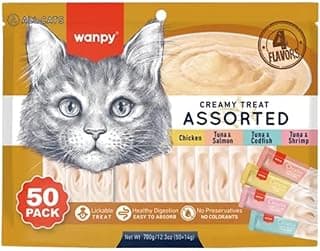 Petisco para gatos Wanpy Creamy Sabores Sortidos Pacote com 50 tubos de 14g - 700g