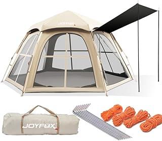 JOYFOX Barraca de Camping 2025 Automática Hexagonal para 6 a 8 Pessoas – Instalação Rápida, Ventilada, à Prova d’Água com Sala Frontal