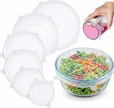 Kit 6 Tampas De Silicone Universal Reutilizáveis Flexíveis Redondas Tamanhos Variados Vedação Hermética Compatíveis Com Potes Panelas Frutas Geladeira Congelador Alimentos