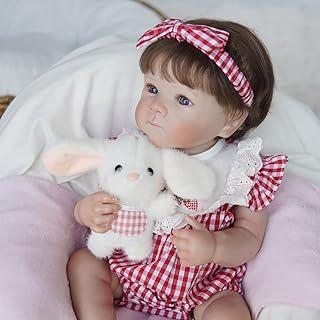 Bebê Reborn Realista Boneca Menina de Silicone 48cm Olhos Azuis Pode Tomar Banho