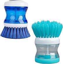 Kit Com 02 undidades, Escova de Limpeza com Dispensador de Detergente, Cabo Ergonômico, Multiuso para Louças e Superfícies, Cores Variadas