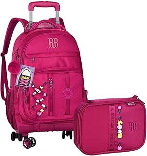 Rebecca Bonbon Kit Escolar com Mochila de Rodinhas e Estojo para 36 Canetas, Material Resistente, P/Meninas Infantil