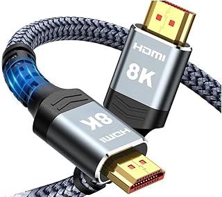 Cabo HDMI para HDMI 8K HDMI de Alta Velocidade Certificado 4K @240Hz, 8K @60Hz 48 Gbps, Revestimento de Alumínio Nylon Trançado Áudio e Vídeo Computador Televisão PS5 3 Metros - Premium