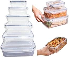 Kit Conjunto 6 Potes Herméticos Retangular Plásticos Vasilha Tapoer Transparente Anti Vazamento para Alimentos com Trava