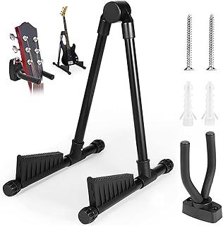 Kit 2 Suporte Guitarra Stand Violao Chao Universal Portátil Suporte Violão Parede Mostruário Dobrável Guitar Stand Baixo com Braços Acolchoado Borracha Mostruário Formato A