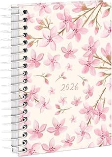 Agenda Mini 2026 Capa Dura Floral Sakura Rosa Claro com 26.02% de desconto por R$ 19,90 na amazon