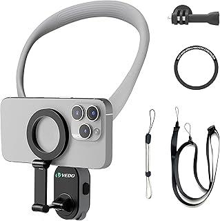 Suporte magnético para celular no pescoço, suporte para celular no pescoço para selfies POV/Vlog, suporte para celular com as mãos livres, alça de peito para gravação de vídeo para iPhone,Android