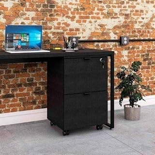 Gaveteiro Volante 2 Gavetas para Pastas Kugv42 Kuadra Espresso Móveis Preto Ônix