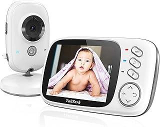 Babá Eletrônica, TakTark Câmera para Bebês com Tela de 3.2", Visão Noturna Infravermelha, Áudio Bidirecional, Detecção de Som VOX, Monitoramento Temperatura, Canção de Ninar