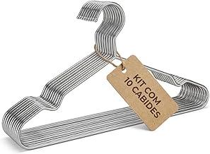 Kit 10 Cabides Aço Cromado Adulto com Cavas, Resistente e Antiferrugem, Ideal para Calças e Vestidos