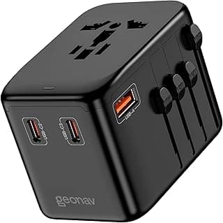 Geonav Carregador Universal com Adaptadores de Viagem 65W, 1 Portas USB + 3 USB-C