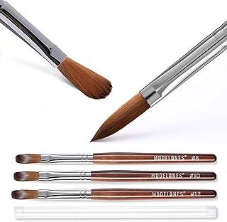 Modelones Kolinsky Acrylic Nail Brush Set, Size 8/10/12 Round Shaped Nail Brushes for Acrylic Powder, Gel Polish, Extension Gel, 3D Carving & Detailing Design with Wooden Handle Salon & DIY Use