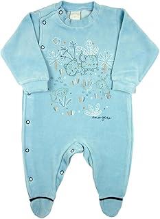 Macacao Bebe Menino Plush Roupa BebE com Estampa em Silk Screen de Oncinhas - Azul