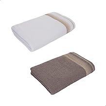 Conjunto com 2 Toalhas de Banho 100% Algodão 1,50 x 80 cm (Branco e Cinza)
