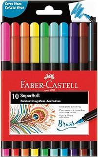 Caneta Ponta Pincel, Faber-Castell, Supersoft Brush, 15.0710SOFT, 10 Cores