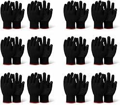 Kit 12 Pares de Luvas de Malha Pigmentada preta Antiderrapante para Trabalho, Jardinagem, Carga e Uso Geral, Conforto e Segurança