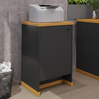 Balcão 1 Porta 1 Prateleira Tampo MDP 25mm Berlin - Vianossa (Preto e Naturale)