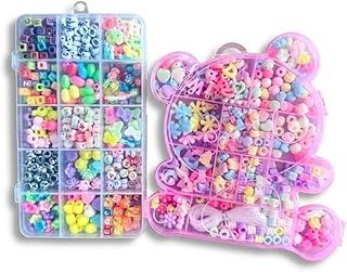 Kit Miçangas Coloridas Infantil para Pulseiras 3000 Peças com Fio de Silicone Conjunto Premium