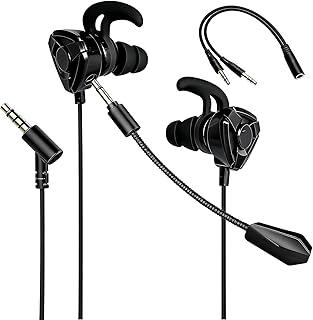 Fones de ouvido com microfone para jogos, fones com fio para jogos, compatíveis com PC, PS4, PS5, Xbox One, fones estéreos com graves destacáveis, cancelamento de ruído, com microfone (negro)