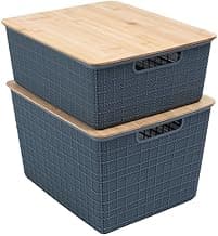 Kit 2 caixas organizadoras tampa bambu 12l/18l cinza – Oikos