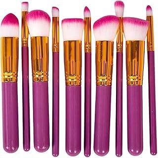 Kit Pincel para Maquiagem Kabuki 10 Peças Profissional – Base, Contorno, Esfumar, Corretivo, Blush e Sombra