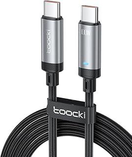 Cabo Toocki Blade USB C com Carregamento Super Rápido e Indicador de Carga - 100W 6A - Compatível com Android, MacBook e IPhone 15 (Cinza, 2 Metros)