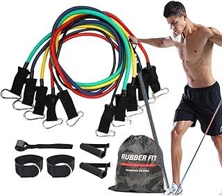 Kit Elástico Colorido Para Treino Exercícios Malhar Musculação Academia em Casa Premium Rubber Fit