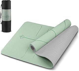 Tapete de Yoga 6 mm de Espessura, Tapete de Yoga Antiderrapante Pilates, Tapete Ioga de TPE, 183 x 61 cm x 6 mm