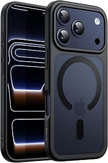 JETech Capa Magnética para iPhone 17 Pro Max 6,9 Polegadas Compatível com MagSafe, Case de Telefone Traseira Fosca Translúcida, Fina e Minimalista À Prova de Choque (Preto)