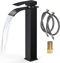 Trailabo Torneira de Cascata Alta, Torneira de Manípulo Único de Luxo para Banheiro, Aço Inoxidável, Lavatório (Preto)