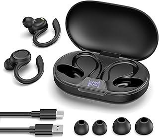 Fones de Ouvido Sem Fio, Novo 2026 Bluetooth 5.4, Bateria 24h, Display LED, Resistente à Água IPX3, Gancho Fixo para Esportes e Corrida Lifebee SP66 Wireless Earphones