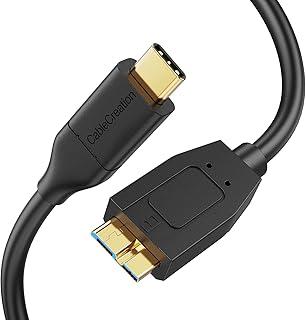 CableCreation Cabo curto USB-C para Micro B de 0,3 metros, Cabo de disco rígido externo 10G Micro B para USB-C para iPhone 15/16/17, Galaxy S24, MacBook Pro/Air, iPad, tablet, preto
