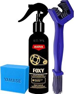 Foxy Remove Óleo Graxa Limpa Corrente Razux 240ml + Escova Correte Azul + Espuma Yamase