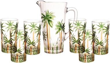 WOLFF - Conjunto Jarra com 6 Copos de Cristal Palm Tree Handpaint