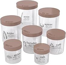 Conjunto Porta Mantimentos Redondo Decorado 7 Peças – Potes Organizadores para Despensa e Cozinha, Tampa Vedada, Ideal para Arroz, Feijão, Açúcar, Café e Grãos