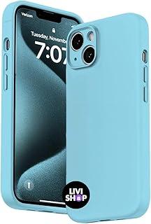 Capa Case Capinha Para iPhone 13 Silicone Com Bordas Elevadas Aveludada Forro Premium (AZUL BEBE)