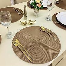 Kit 6 Peças Jogo Americano Redondo - Sousplat Redondo para Mesa Posta - Jogo Americano Elegante para Jantar, Almoço e Café - UpShop (marrom caramel)