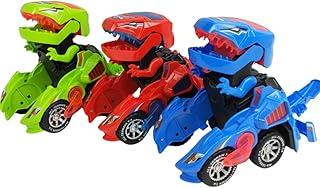 Carro Dinossauro Transforma Robô Dino T-Rex C/Luz Som Bate Volta (VERMELHO)