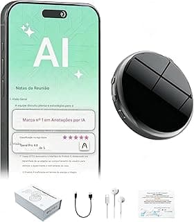 LucZeng Gravador de Voz com IA, Gravador de Voz, Controle de Aplicativos, Funções de Transcrição E Resumo, 64GB, 112 Idiomas - Perfeito para Gravar Aulas, Reuniões, Chamadas