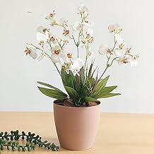 Arranjo de Orquídeas - Vaso Maresias de Orquídeas Brancas Artificiais em Vaso.