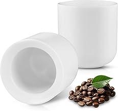 Kit 2 xícaras de café expresso de cerâmica, paredes de xícaras espessas, design de boca inclinada, cada uma com capacidade de 100 ml, lavável apenas à mão (Branco)