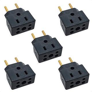 KIT 5 Adaptador De Tomada Universal Em Porcelana Preto 3 Pinos Benjamin 10A/20A Para 2 e 3 Pinos Bivolt 110V/220V Pino Grosso Secadores Chapinhas Air Fryer Fritadeiras Aquecedores Microondas PREMIUM