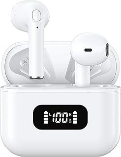 Fones de Ouvido Bluetooth Tranya True Wireless, 4 Microfones para Chamadas Claras, Controle de Botão Preciso, Bateria de Longa Duração, Conforto o Dia Todo