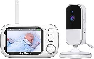 Babá Eletrônica para Bebês com Tela LCD de 3.5", Câmera Infravermelha 10M, Visão Noturna, Áudio Bidirecional, Monitoramento de Temperatura, Detecção de Som VOX, Ideal para Quartos e Berços