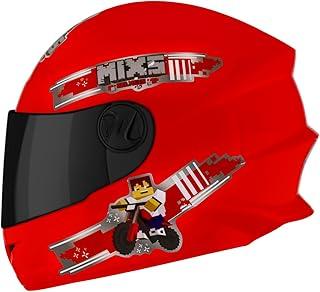 Capacete Mixs Start Infantil Blocks Viseira Fume Vermelho 54