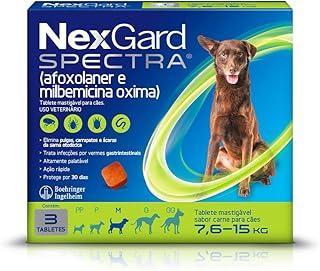 NexGard SPECTRA Antipulgas, Carrapatos e Vermífugo para Cães 7,6 a 15kg - 3 tabletes