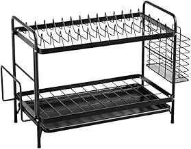 Escorredor de Louça Compacto Preto Fosco com PortaTalheres e Porta Tábua Removíveis